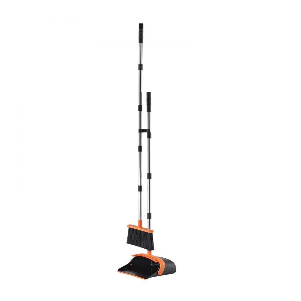 Broom and Dustpan Set, Heavy Duty Dustpan and Broom Combo with Self-Cleaning Teeth, Metal Upright... | Wayfair North America
