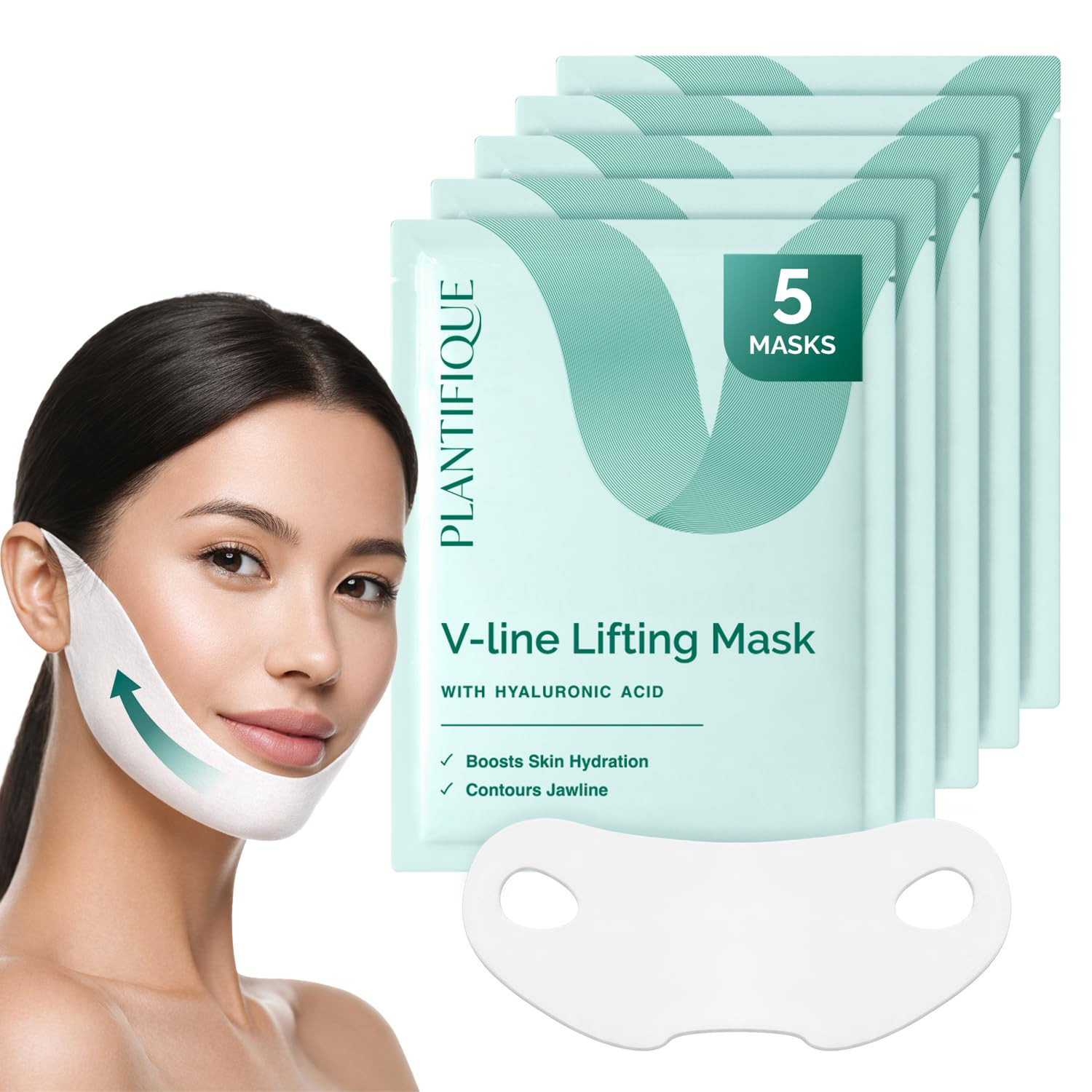 PLANTIFIQUE V-Line Chin Lifting Mask, 5 Pack - Double Chin Reducer | Amazon (US)