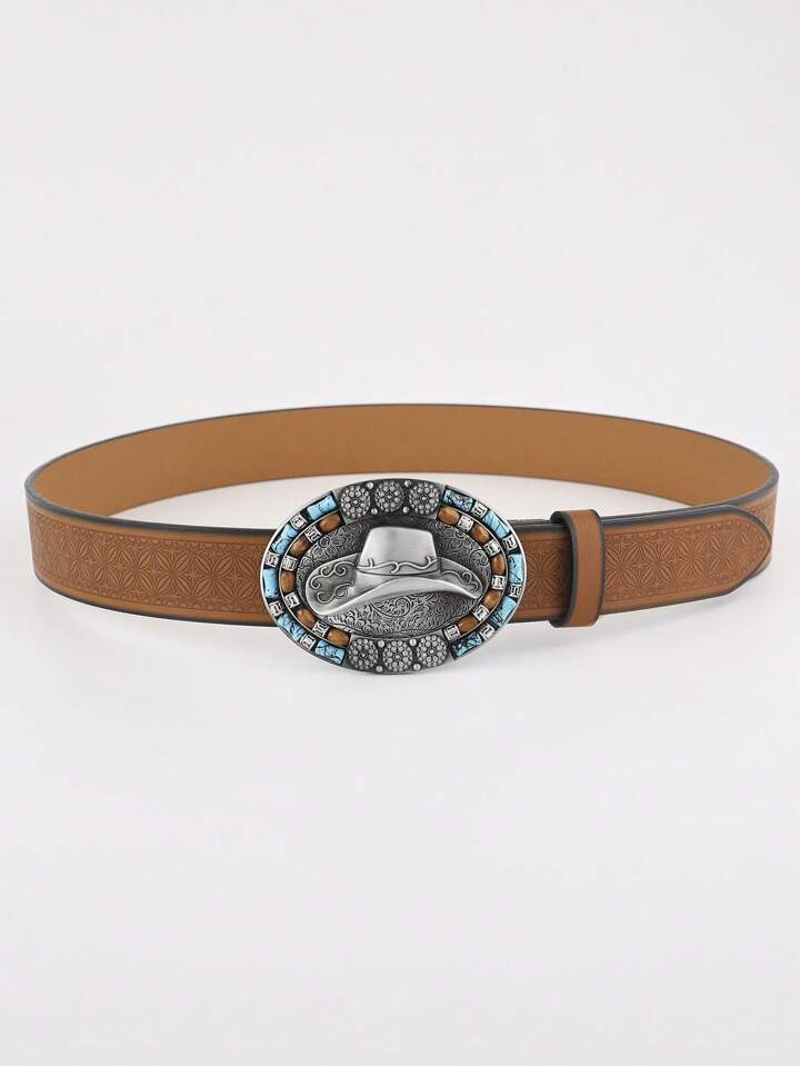 1 peça mulheres turquesa & Chapéu de caubói decoração fivela oval vintage Cinto para decora... | SHEIN