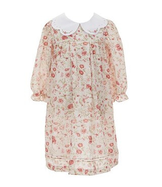 Edgehill Collection Little Girls 2T-6X Scalloped Collar Floral Gauze Dress | Dillard's | Dillard's