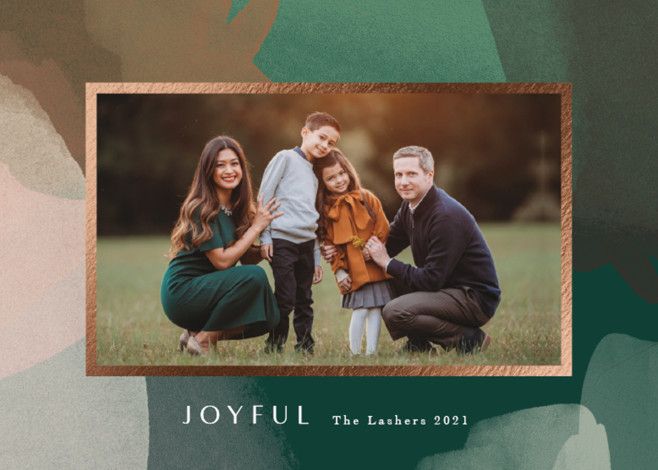 "joy abstract" - Customizable Foil-pressed Holiday Cards in Green by Jennifer Wick. | Minted