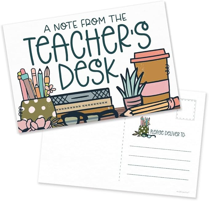 m&h invites Desk Doodle Teacher Postcards - 50 Pack Positive Notes Home for Parents & Students - ... | Amazon (US)