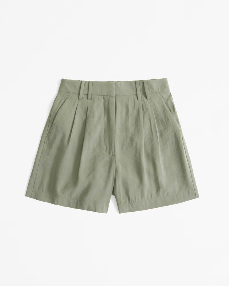 Women's A&F Sloane Tailored Cupro Short | Women's Matching Sets | Abercrombie.com | Abercrombie & Fitch (US)