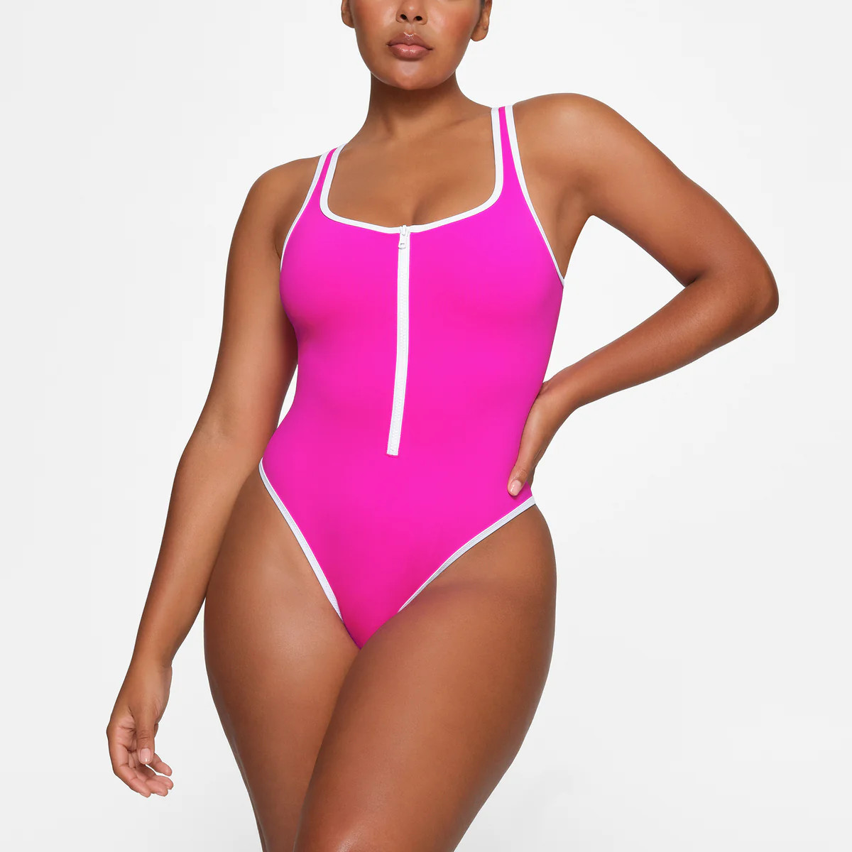 ZIP-UP SWIM SCOOP NECK ONE PIECE | SKIMS (US)