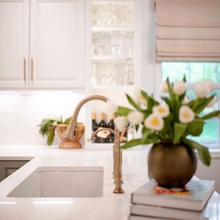 Beautiful brushed brass kitchen faucet. 

#LTKhome #LTKfamily #LTKover40