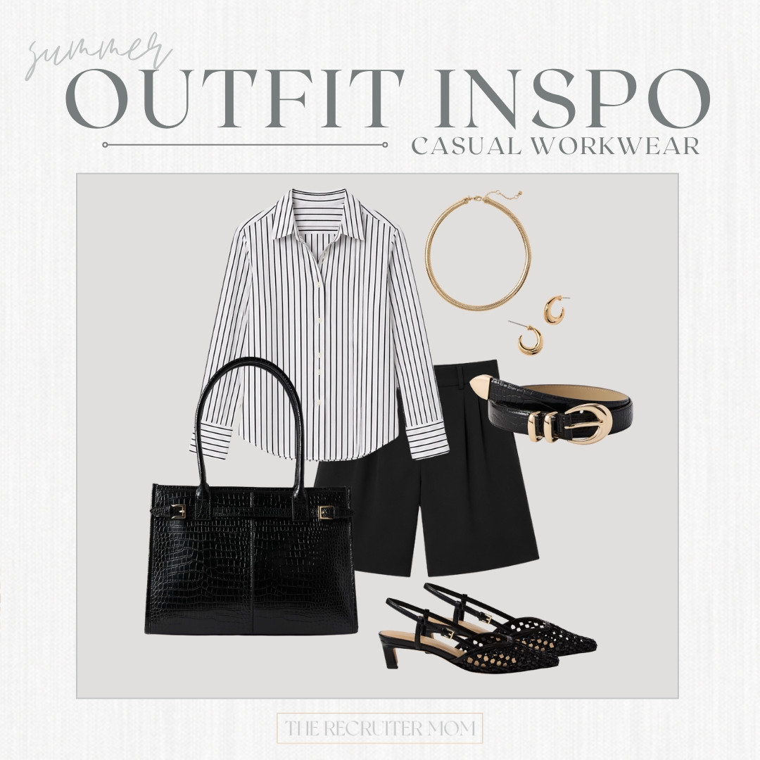 I am seeing jorts EVERYWHERE online and this classic workwear style  works for casual workwear or for a dressy casual look around town!  Paired with these mesh slingback heels and a classic tote and you are looking trendy and CHIC!

#LTKSeasonal #LTKOver40 #LTKMidsize