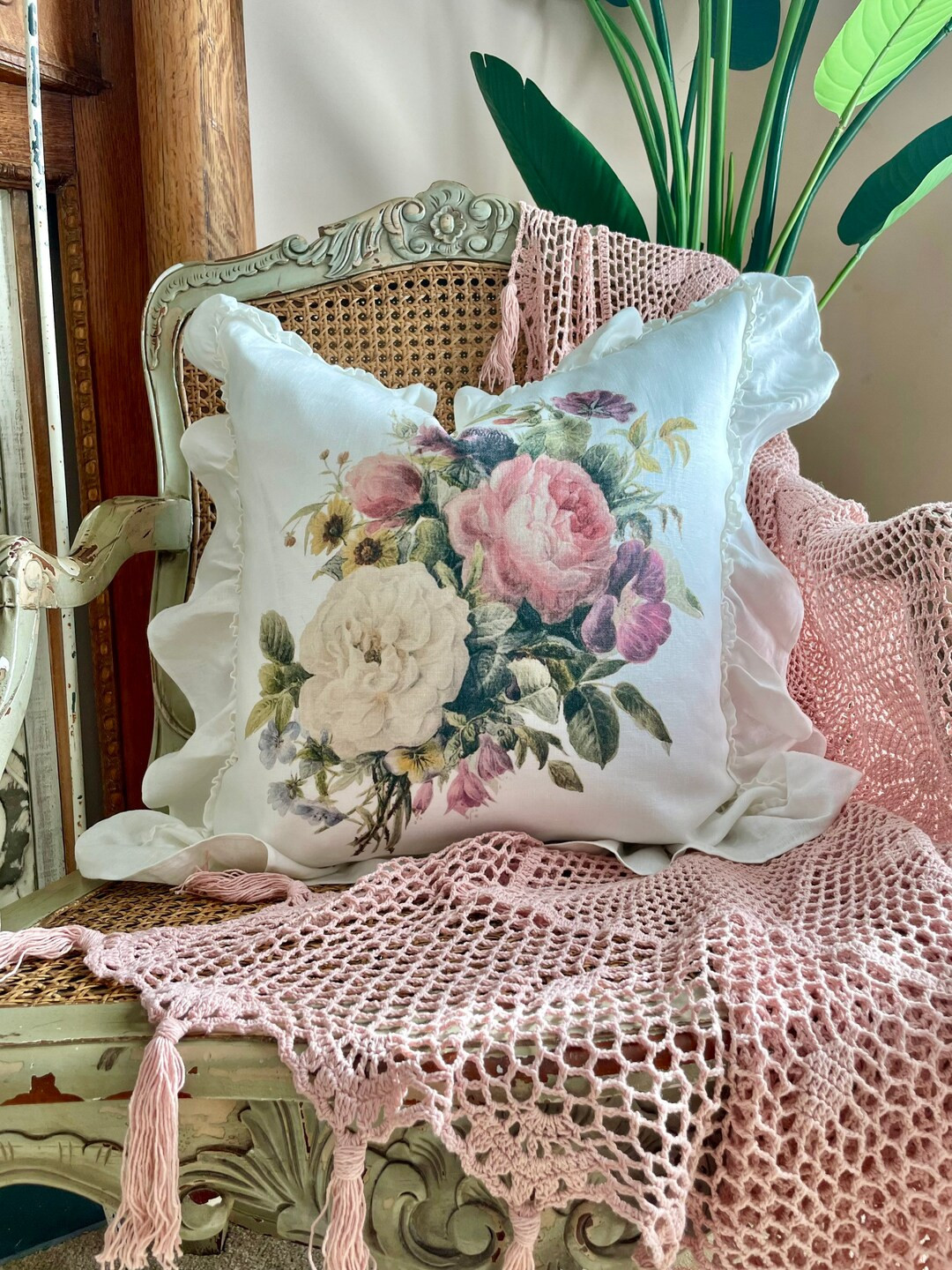 Spring Floral Bouquet Pillow Cover Rose and Peony Cushion - Etsy | Etsy (US)