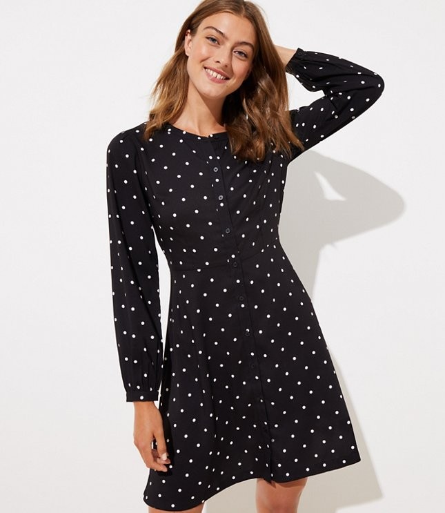 Polka Dot Flare Shirtdress | LOFT | LOFT