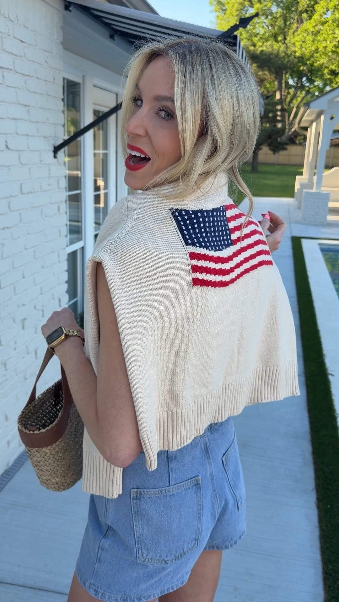 The cutest American flag sweater!! Perfect with any bottom or worn over your shoulders. Use code AMYANN15 for a discount 

Memorial Day outfit idea/4th of July outfit idea