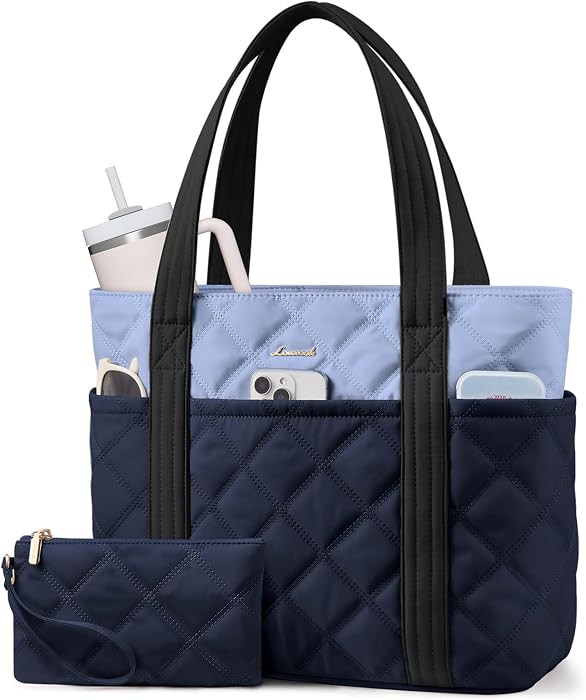 LOVEVOOK Puffer Tote Bag for Women, Puffy Work Handbag with Cup Holder, Travel Carry On Bag with ... | Amazon (US)