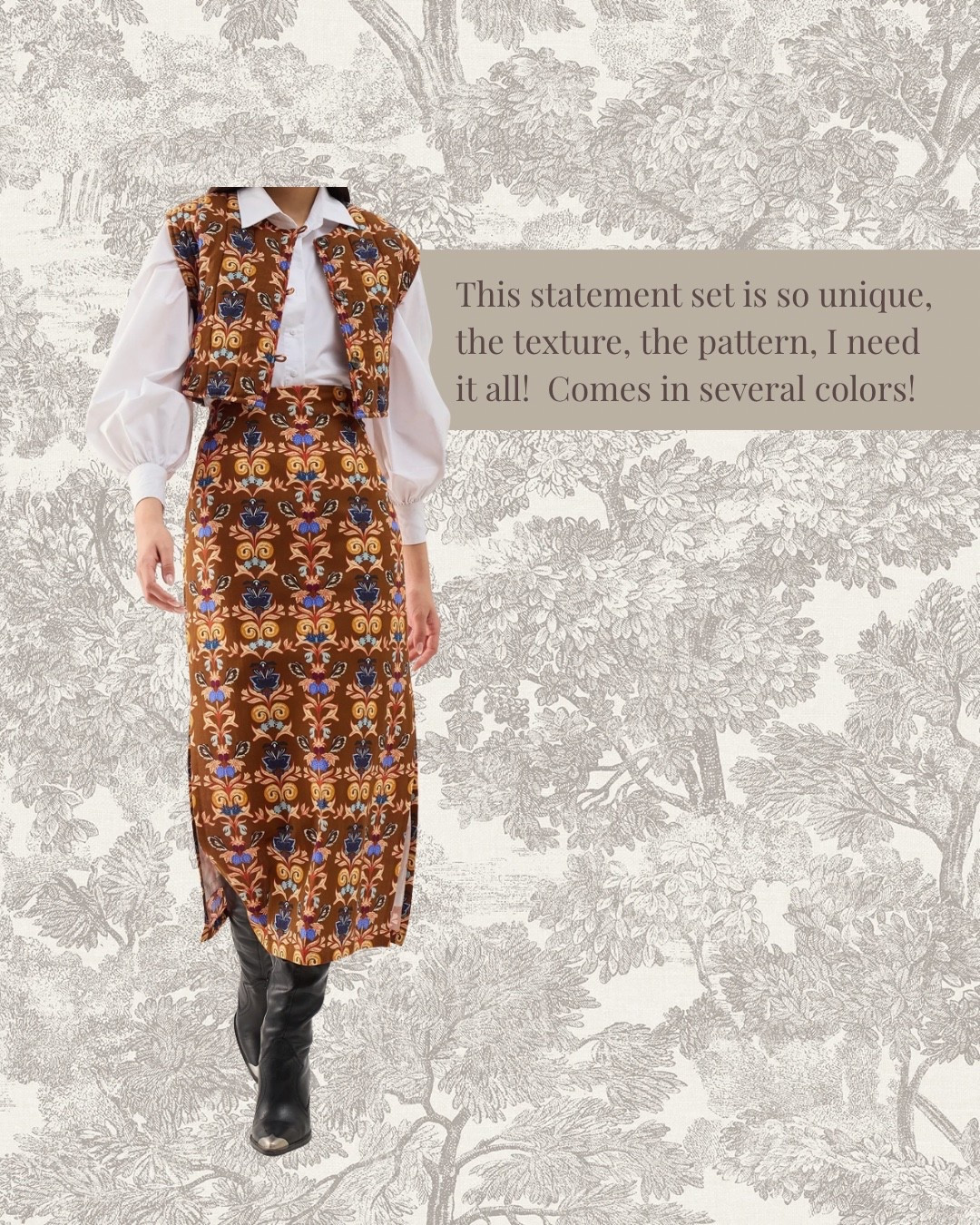 Love a statement set because you can wear both pieces separate too!! This vest would be adorable with jeans for fall or pair this skirt with a white sweater!

#LTKootd #LTKSeasonal #LTKgrwm