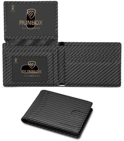 RUNBOX Wallet for Men Slim Rfid Leather 2 ID Window With Gift Box | Amazon (US)