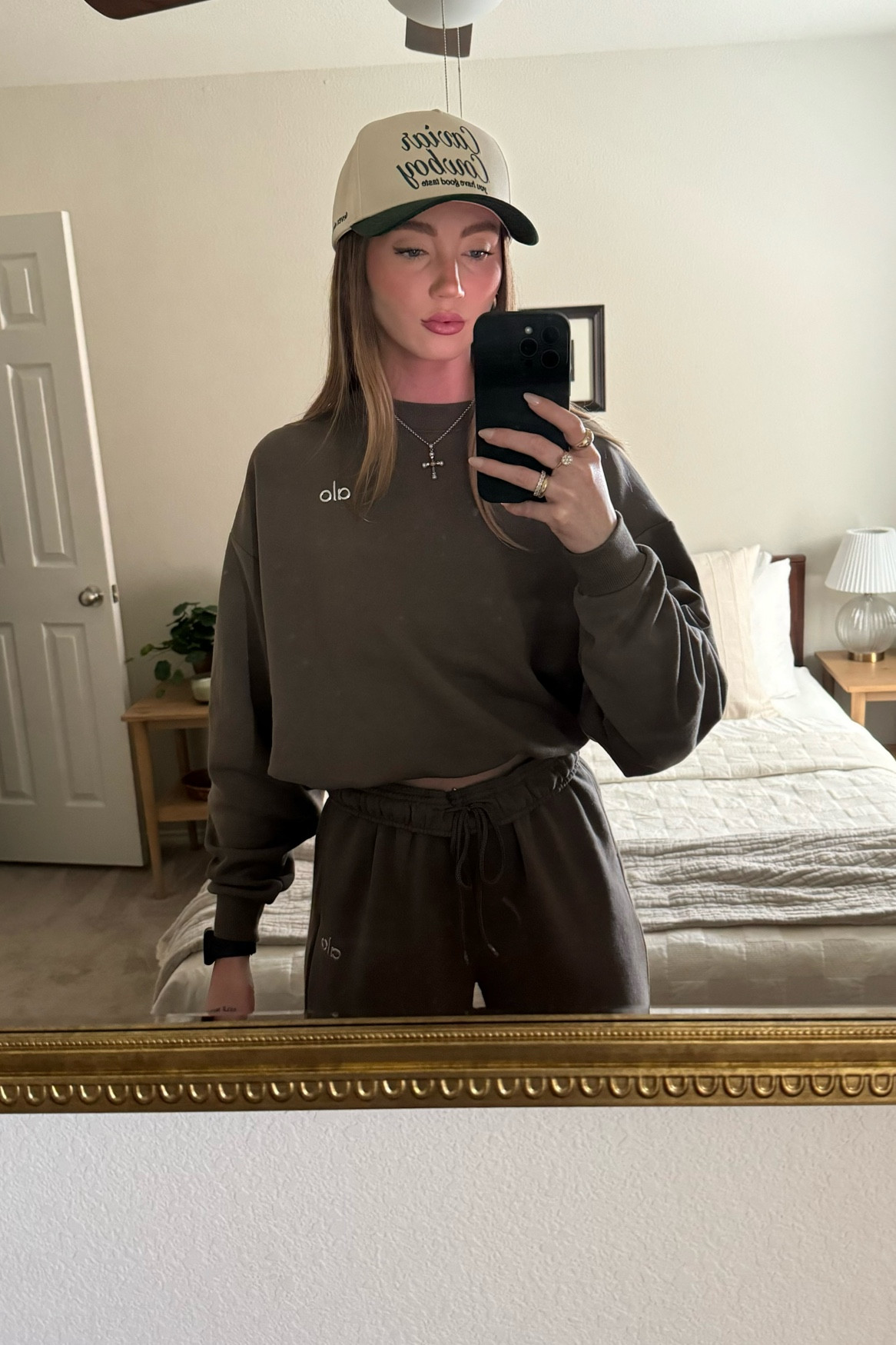 I have been living in this sweatset and now need every color! Color is Olive Tree! I’m wearing a small in the top and medium in the bottoms! (I prefer my sweatpants roomy and like to fold them over) 

#morganiverson #alo #sweats #truckerhat

#LTKstyletip #LTKfitness