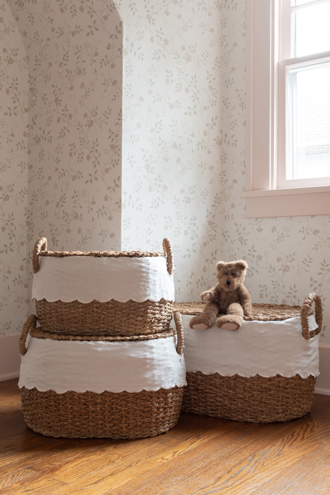 Nesting storage scalloped baskets - Set of 3 - wicker storage baskets for the nursery #nursery #storagebaskets

#LTKHome #LTKBump