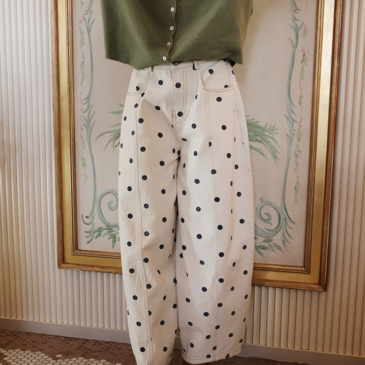 Dotted Barrel Jeans in Navy | Henly