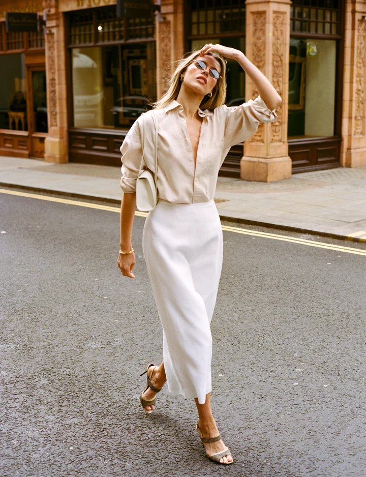 Clara Skirt: Linen, White | With Nothing Underneath