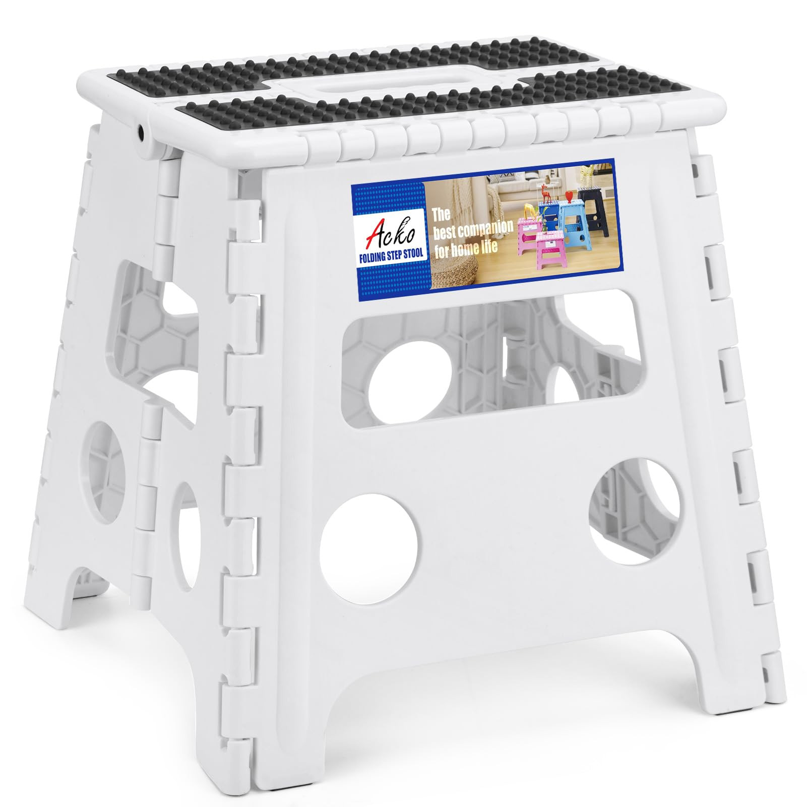 ACKO Folding Step Stool - 13" Height Premium Heavy Duty Step Stools for Adults and Kids, Upgrade ... | Amazon (US)