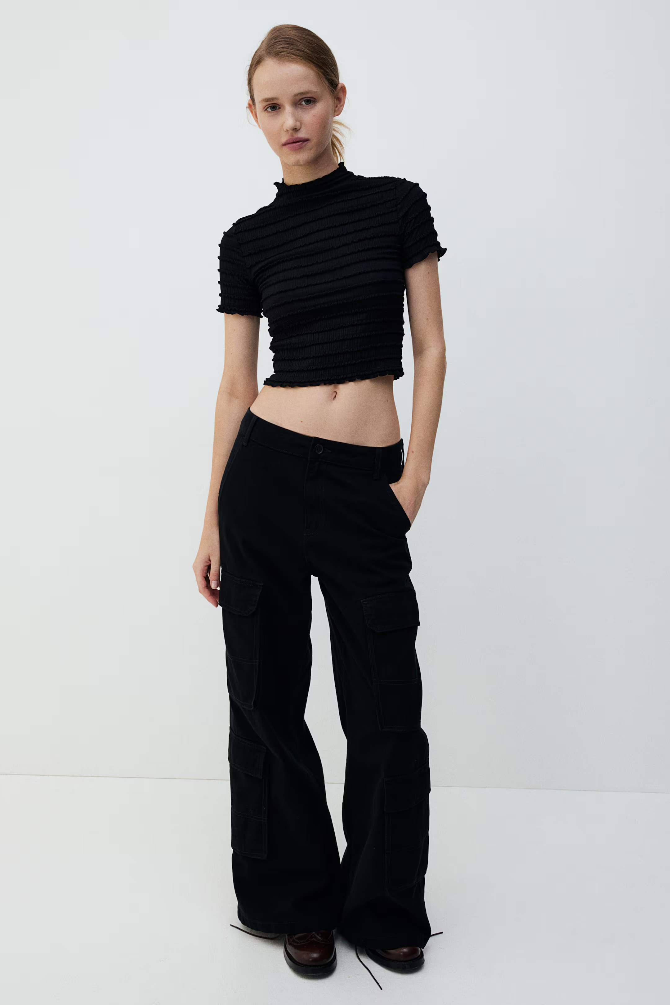 Smocked Top with Overlocked Trim | H&M (US + CA)