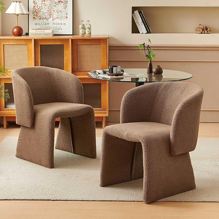 NORDICANA Barrel Dining Room Chairs with Arms, Faux Fur Accent Chairs Set of 2, for Kitchen, Livi... | Amazon (US)