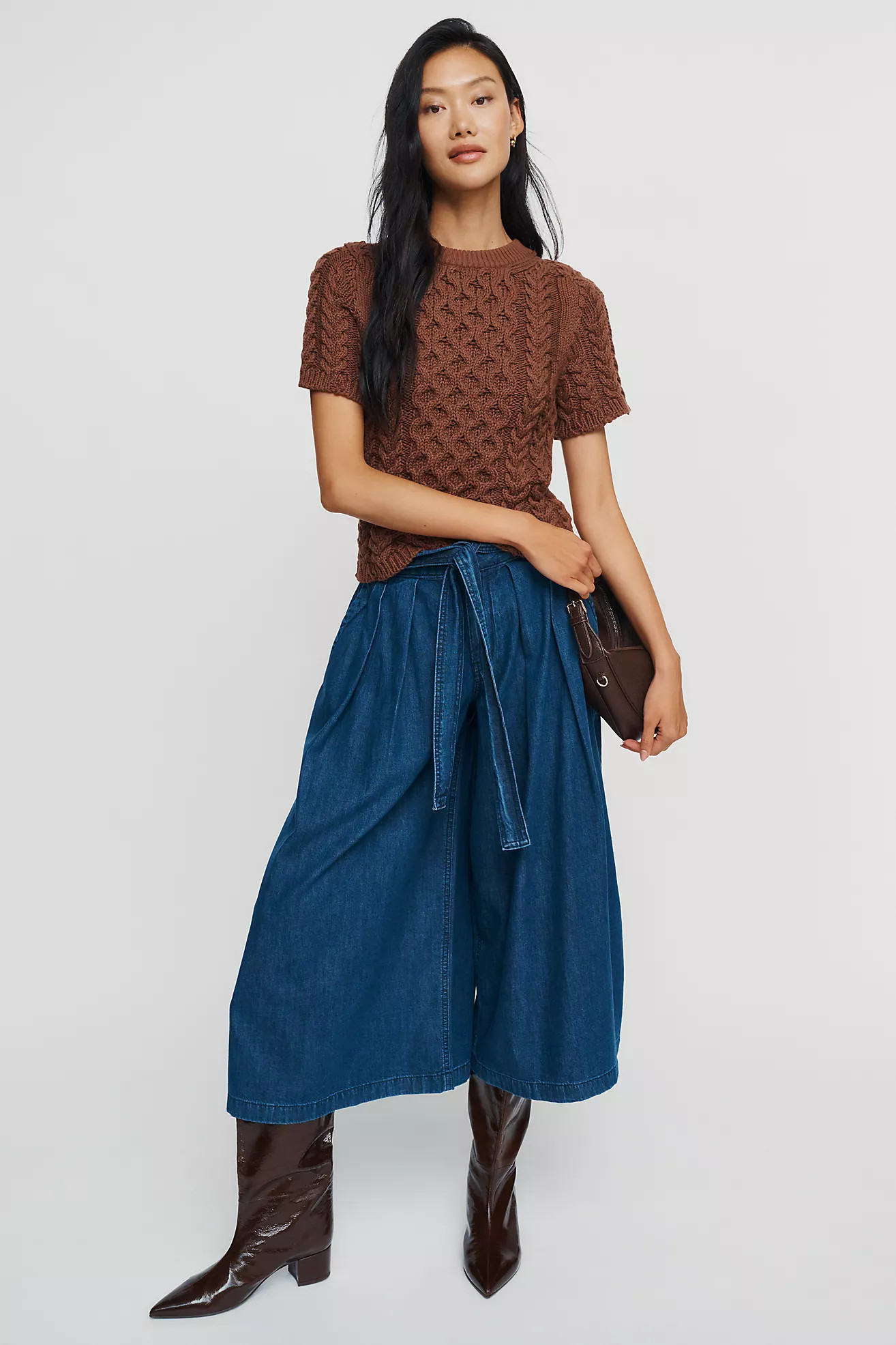 Pilcro Lotus High Rise Wide Leg Skirty Cropped Jeans | Anthropologie (US)