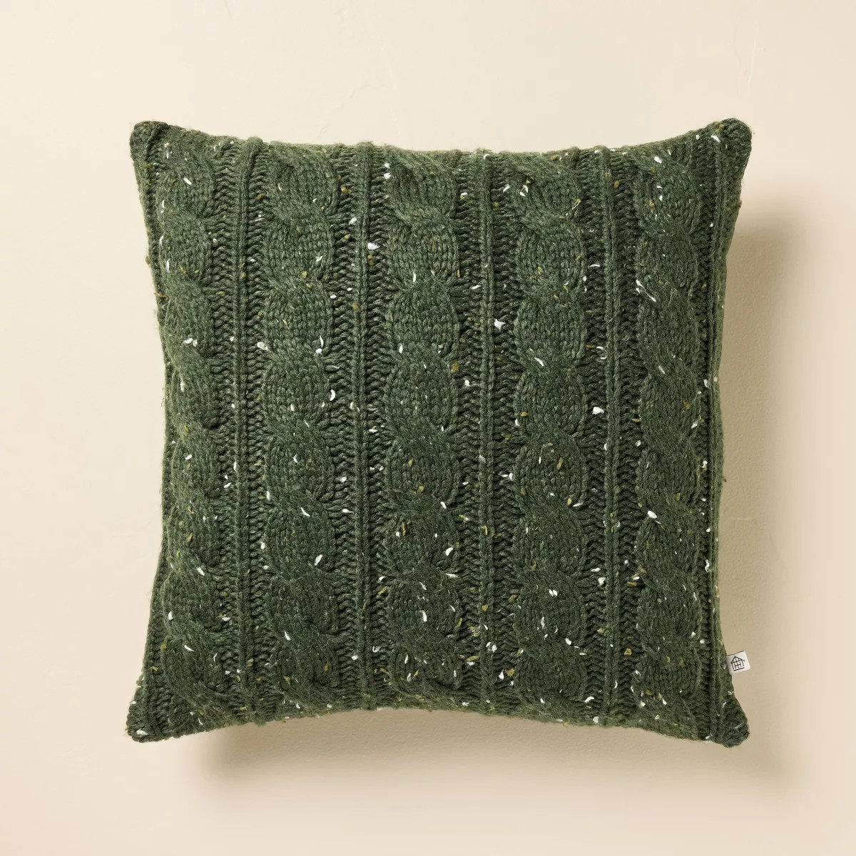 18"x18" Confetti Fleck Cable Knit Square Throw Pillow Dark Green - Hearth & Hand™ with Magnolia | Target