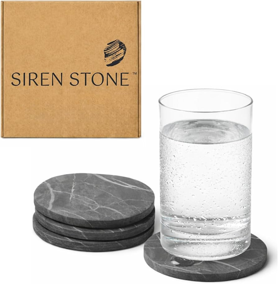 Coaster Set of 4 - Diatomaceous Earth Absorbent Coasters for Drinks | Quick Dry, Super Absorbent ... | Amazon (US)