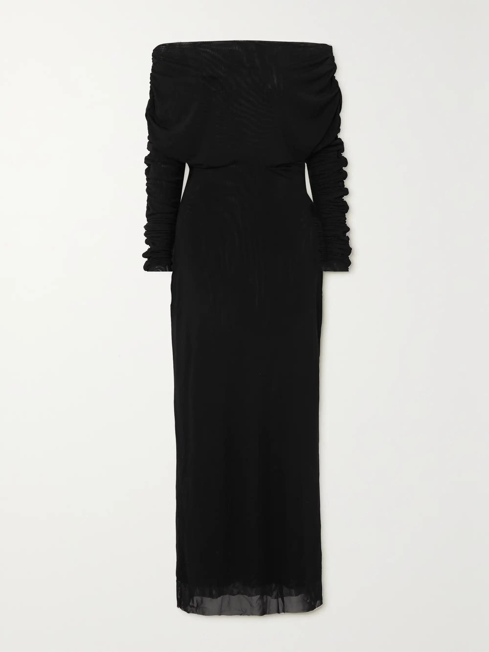 Off-the-shoulder ruched mesh maxi dress | NET-A-PORTER (US)