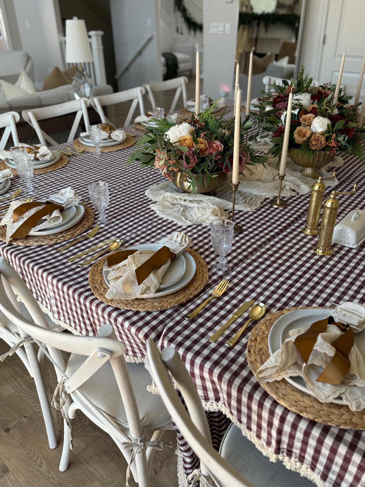 A Thanksgiving table setting that will easily transition to Christmas! 



#hosting #table #holiday #christmas #dinner #serve #brass #tablesetting #gingham 

#LTKSeasonal #LTKHome #LTKHoliday