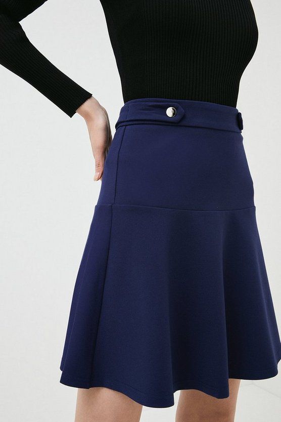 Rivet Detail Ponte Mini Skirt | Karen Millen US