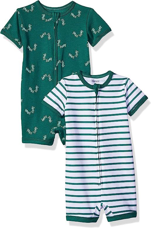 Hanes Baby Rompers, Ultimate Zippin Short Sleeve Romper for Boys & Girls, 2-Pack | Amazon (US)