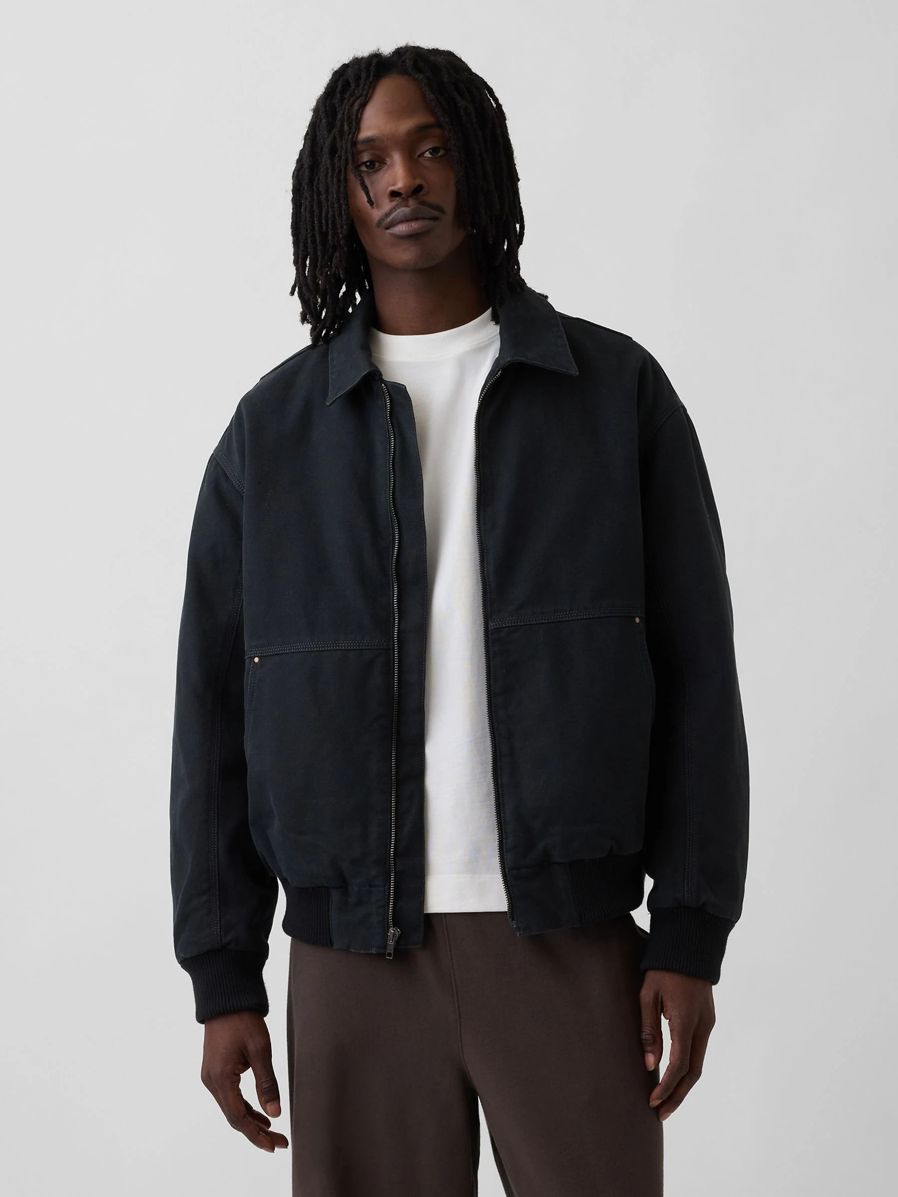Gap Black Canvas Bomber Jacket | GAP UK