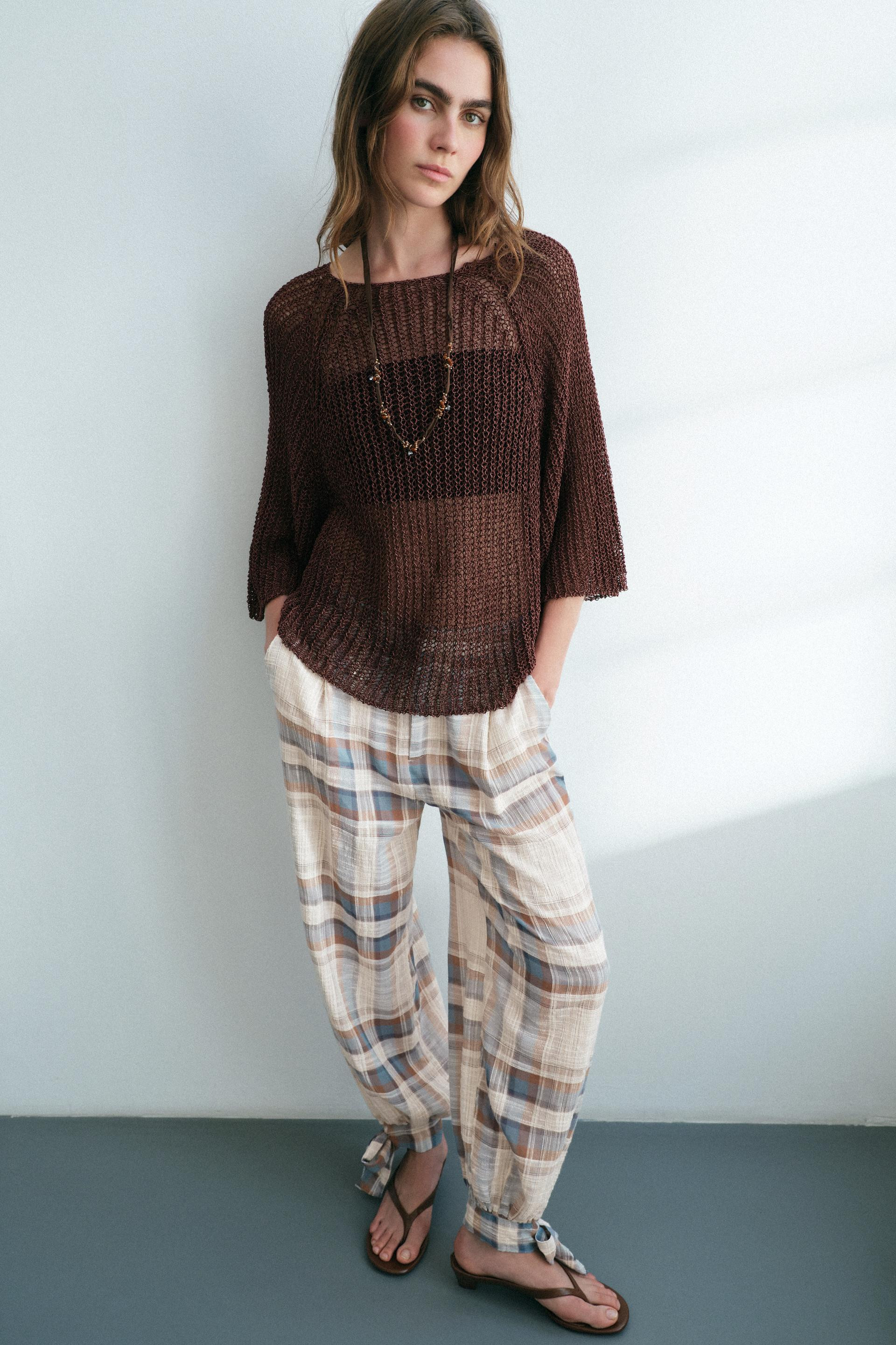 Zara - Openwork Knit Jumper - Light Green - M - Woman | Zara US