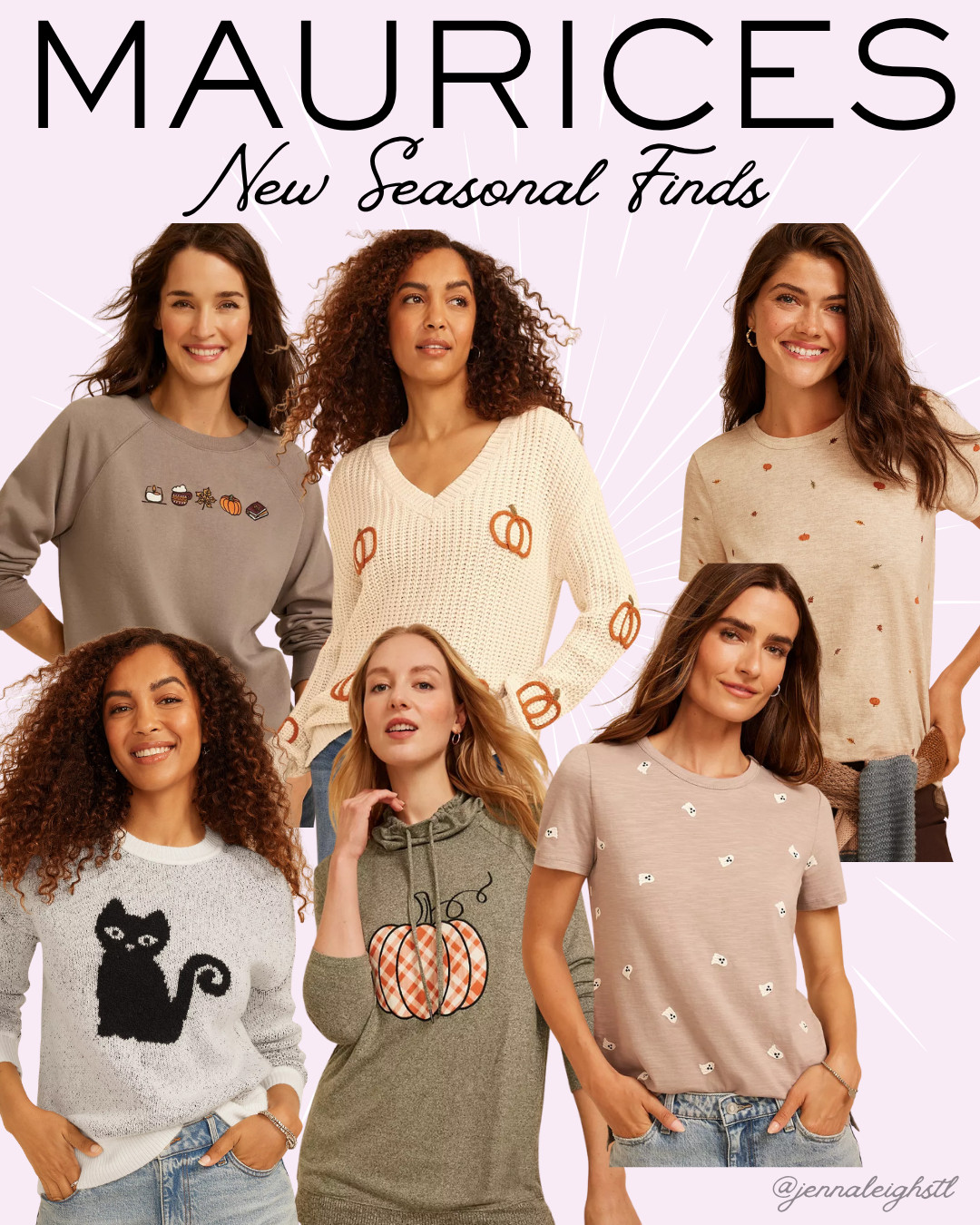 New seasonal tops from Maurices! 🎃🍂 So many cute fall and Halloween designs, from pumpkins and cozy fall prints to the cutest black cats. I love all the festive options for transitioning into spooky season! 

 #LTKSeasonal #LTKMidsize