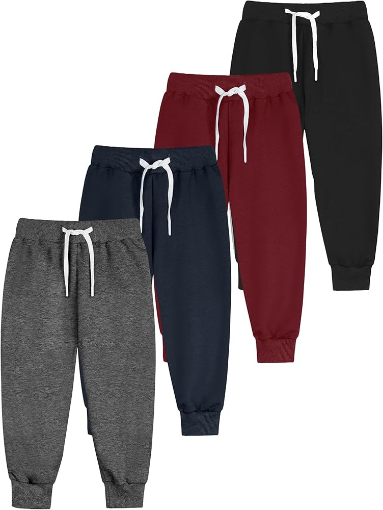 Resinta 4 Pack Joggers Sweatpants Pull-On Active Pants | Amazon (US)