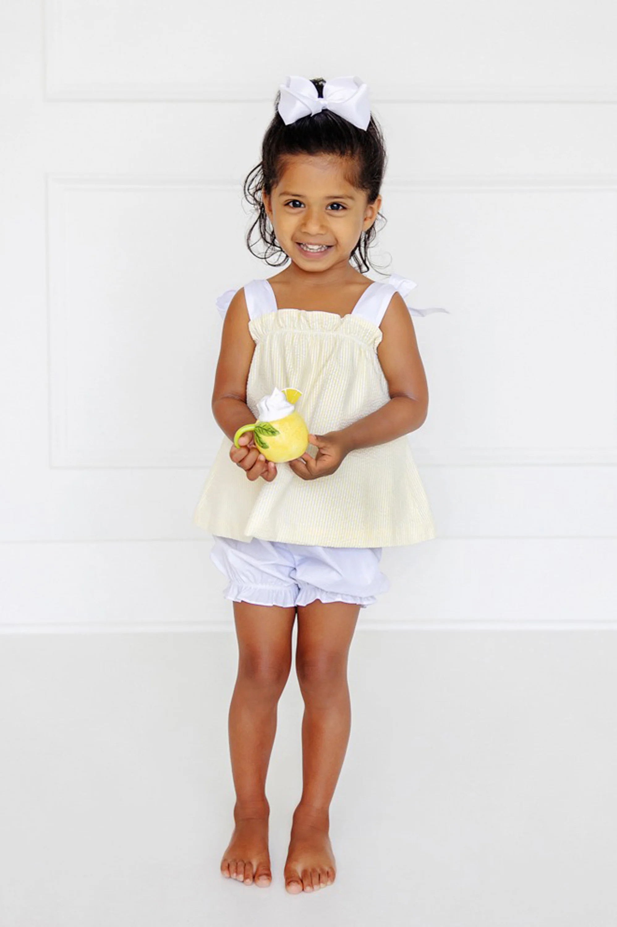 Lainey's Little Set - Seaside Sunny Yellow Seersucker with Worth Avenue White | The Beaufort Bonnet Company