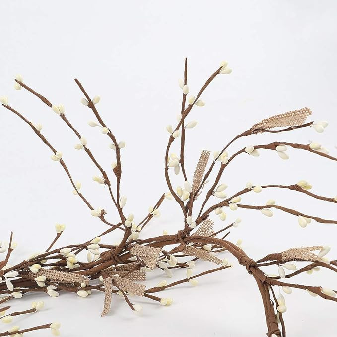 NeoL'artes 60 inch White Pip Berry and Burlap Rustic Garlands for Holiday Home Decor and Craft (W... | Amazon (US)