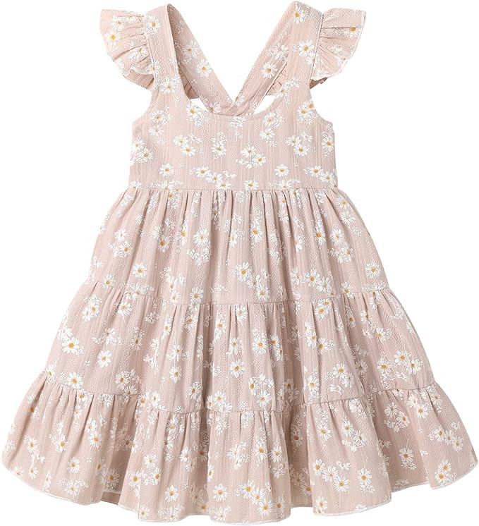 Kids Toddler Baby Girls Rainbow Dress Princess Sleeveless Beach Butterfly Sundress | Amazon (US)