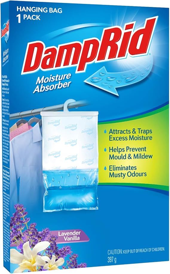 DampRid Lavender Vanilla Hanging Moisture Absorber, 1 Pack, For Fresher, Cleaner Air in Closets | Amazon (US)