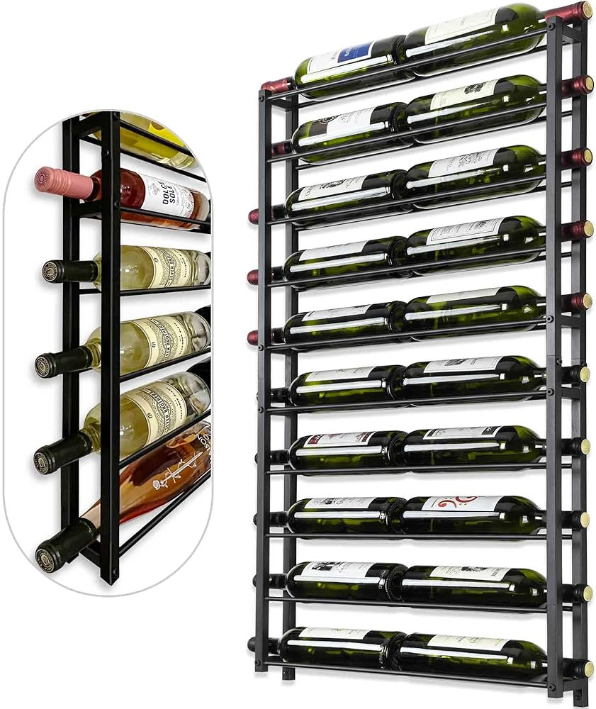 Wine Rack Wall Mounted: 20 Bottles Display Hanging - Large Capacity Wine Storage for Wine Lovers,... | Amazon (US)