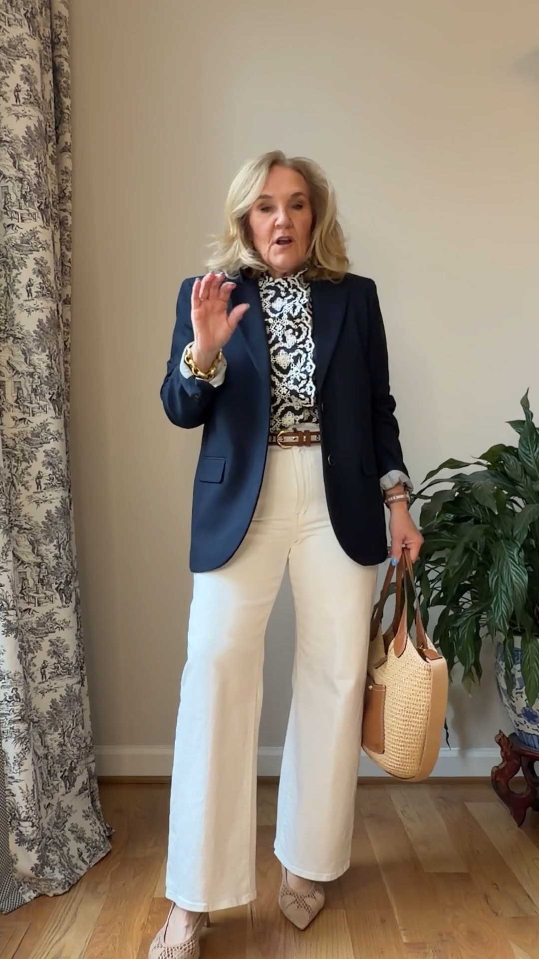 Sezane blouse size 10 it’s the dahlia blouse pictured in white 
Linking one that’s a lower price as well
Madewell jeans size 29 short size up if inbetween 

#LTKPetite #LTKSeasonal #LTKOver40