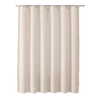 Extra Long 72 in. W x 84 in. L Striped Fabric Waterproof Cloth Shower Curtain Set in Beige with Hooks for Bathroom | The Home Depot
