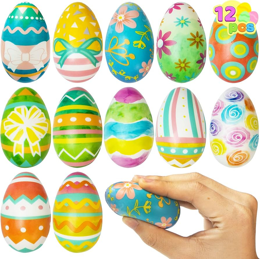 JOYIN 12 PCS Easter Squishy Toy Eggs Slow Rising Stress Relief Super Soft Squeeze Easter Eggs for... | Amazon (CA)
