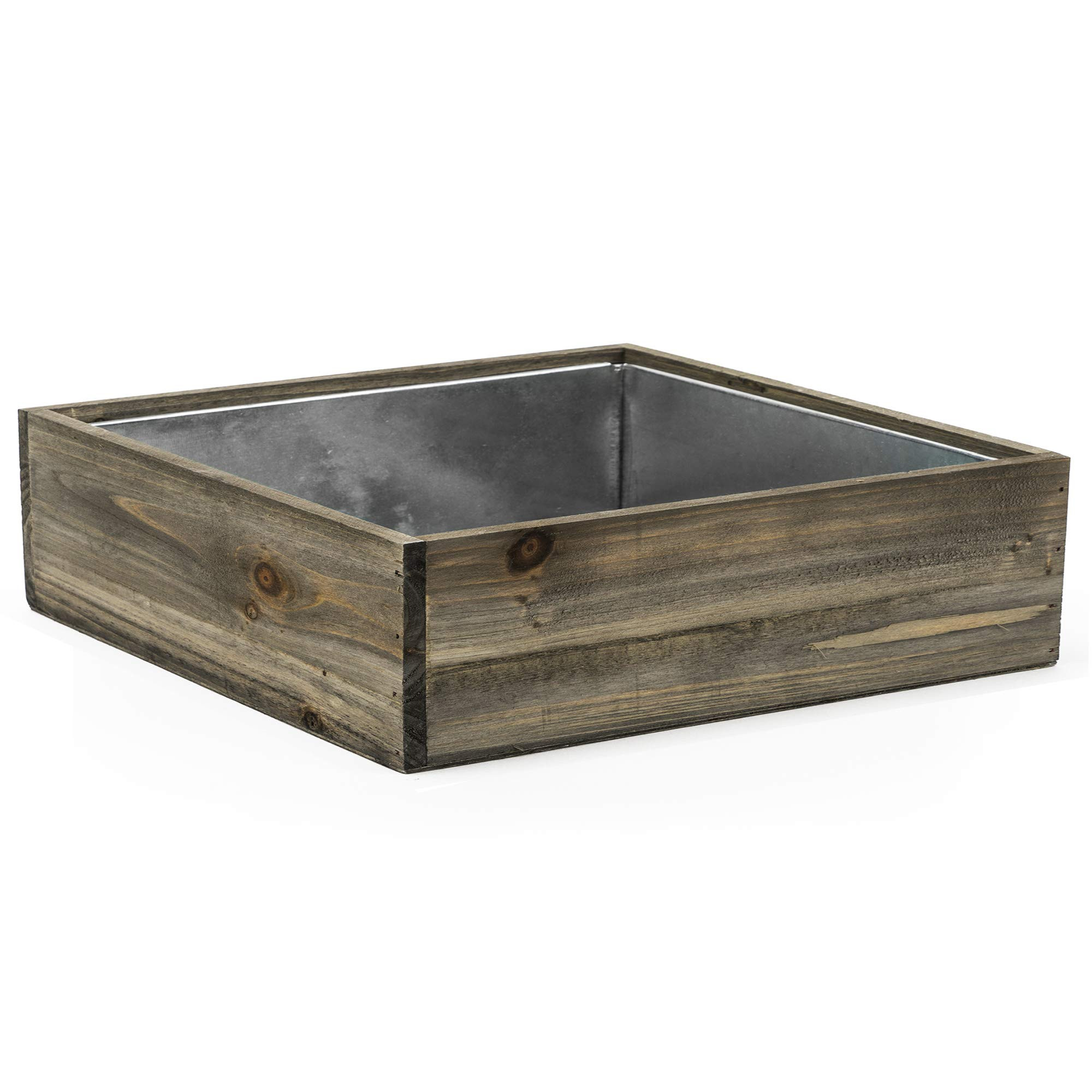 CYS EXCEL Wood Square Planter Box with Removable Zinc Metal Liner (H:4" Open:12"x12") | Multiple ... | Amazon (US)