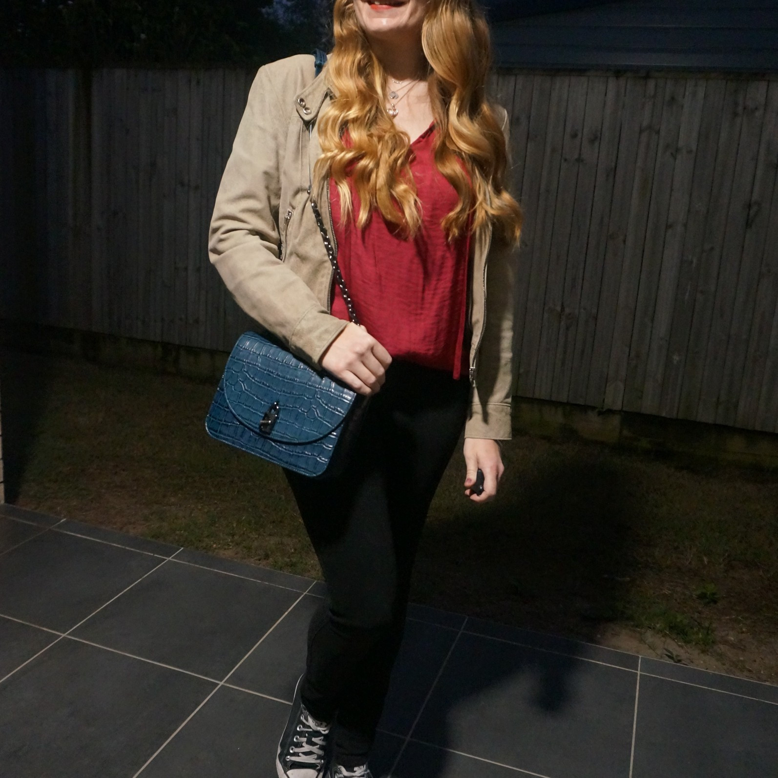 Vintage thrifted leather jacket with berry blouse, skinny jeans, Converse and Rebecca Minkoff Love Too bag 💙 

#LTKaustralia #LTKbag #LTKworkwear
