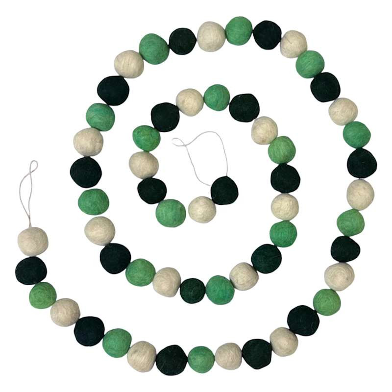 40-Count Green & White Felt Ball Bowl Filler | At Home