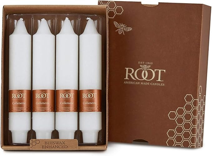 Root Candles 597147 Unscented Timberline Collenette 7-Inch Dinner Candles, 4-Count, White | Amazon (US)