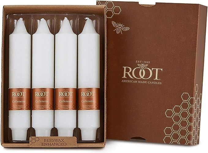 Root Candles 597147 Unscented Timberline Collenette 7-Inch Dinner Candles, 4-Count, White | Amazon (US)