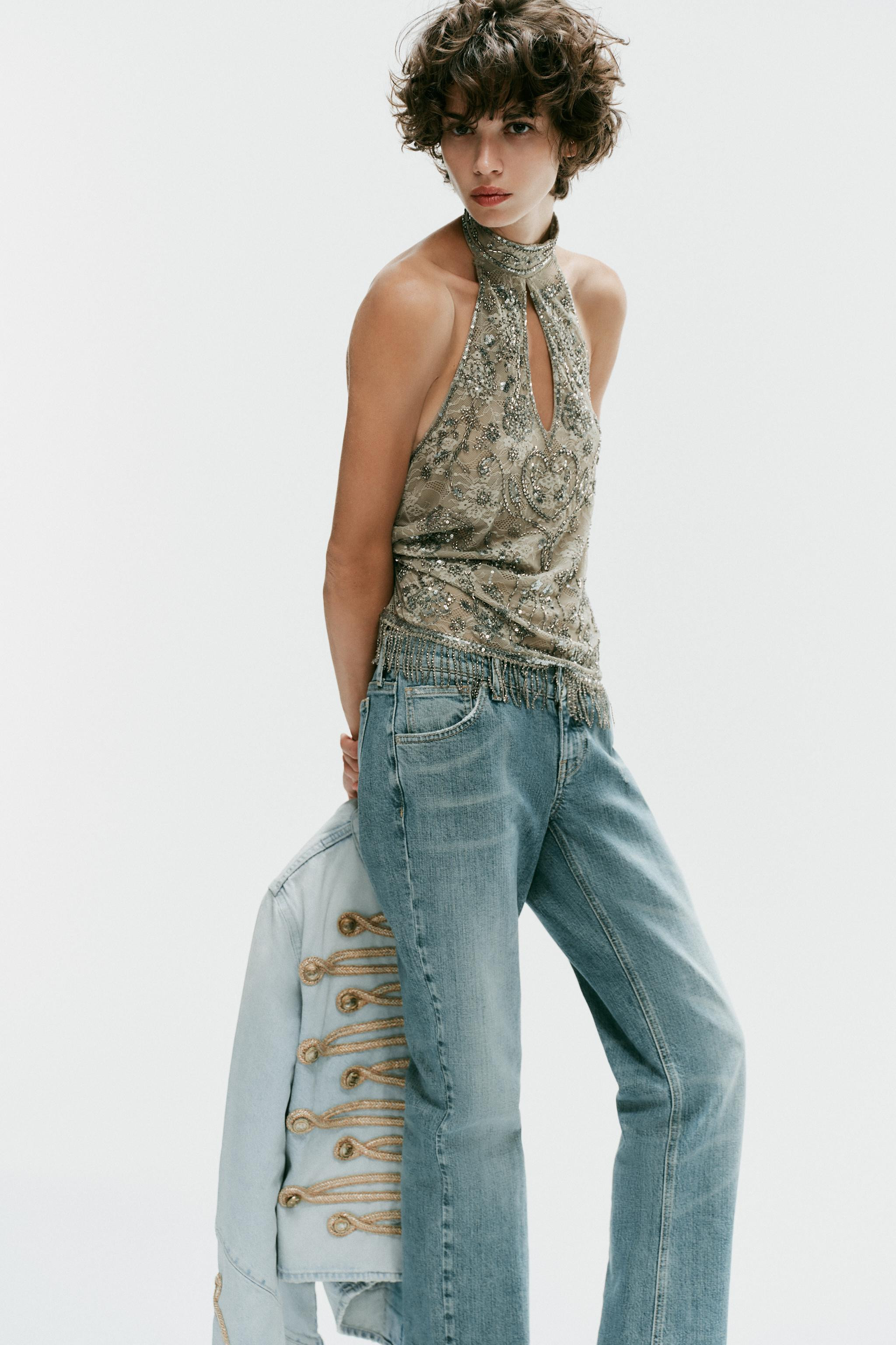 BEADED HALTER TOP | Zara Canada