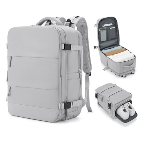 coowoz Travel Backpack Carry On for Women Man Gym Backpacks with Laptop Compartment Mochila de Viaje Teacher Personal Item Backpack Airplane Accessories Must Haves Grey Small | Amazon (US)