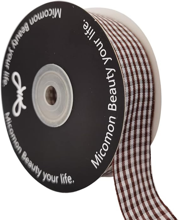 Brown Gingham Plaid Checked Ribbon 25 Yard Each Roll 100% Polyester (1", Brown) | Amazon (US)